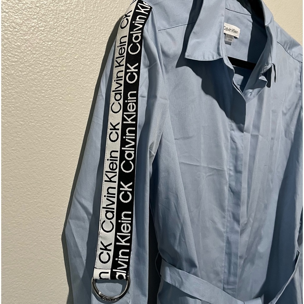 CALVIN KLEIN- Light Blue Button Down Long Sleeve Dress Size S - Picture 3 of 4